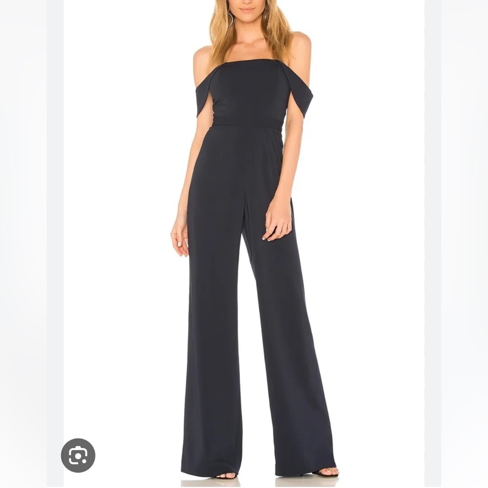 Jay Godfrey Off Shoulder Brin Jumpsuit in Black